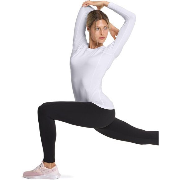 Women's Thermal Long Sleeve Compression Top - Crew & Mock Turtle Neck - Picture 5 of 9